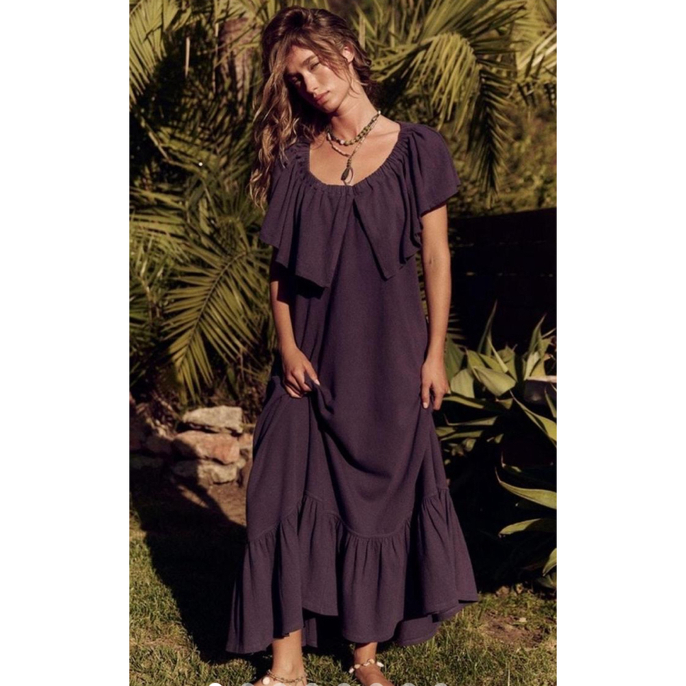 Free People Midi Dress in Deep Plum